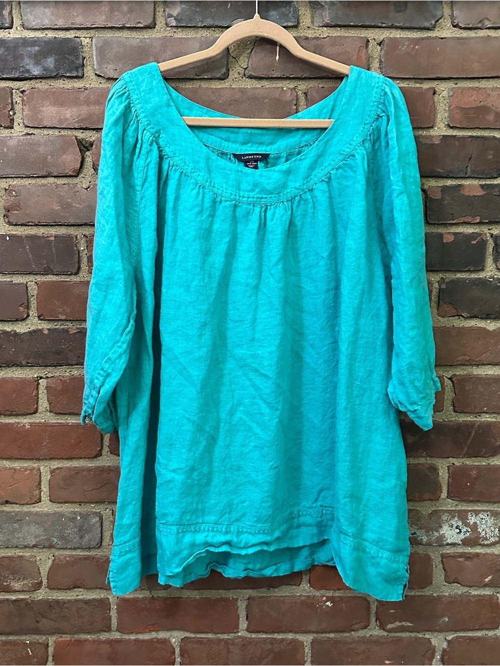 LANDS END 3/4 sleeve linen tunic top plus size 24/26 3X -29” chest / 30” long
